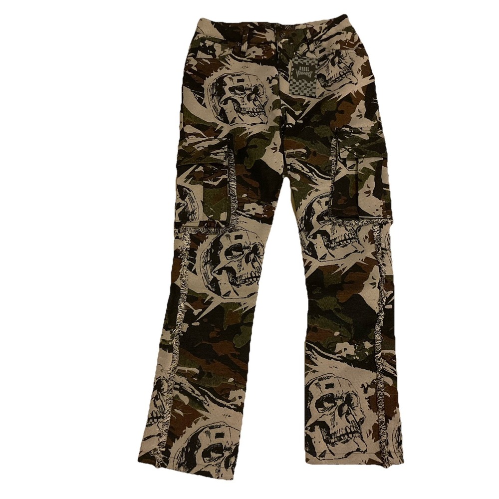 REBEL VENGEANCE MENS PANTS 30 CAMO‎ SKULL CARGO SKELETON CAMOUFLAGE NEW GOTH